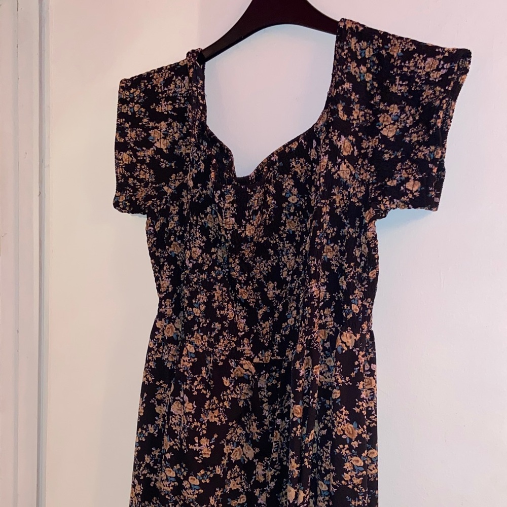 SHEIN One Shoulder Black and Cream Floral Dress